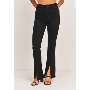 New - Just Black Denim Front Slit Flare Jeans